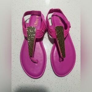 Rouge Helium Fuchsia Sandals with Bronze Detail